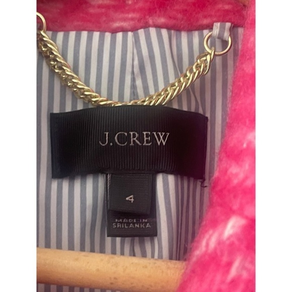 J.Crew Pink Herringbone Tweed Double Breasted Blazer Gold Crest Buttons - Picture 13 of 16